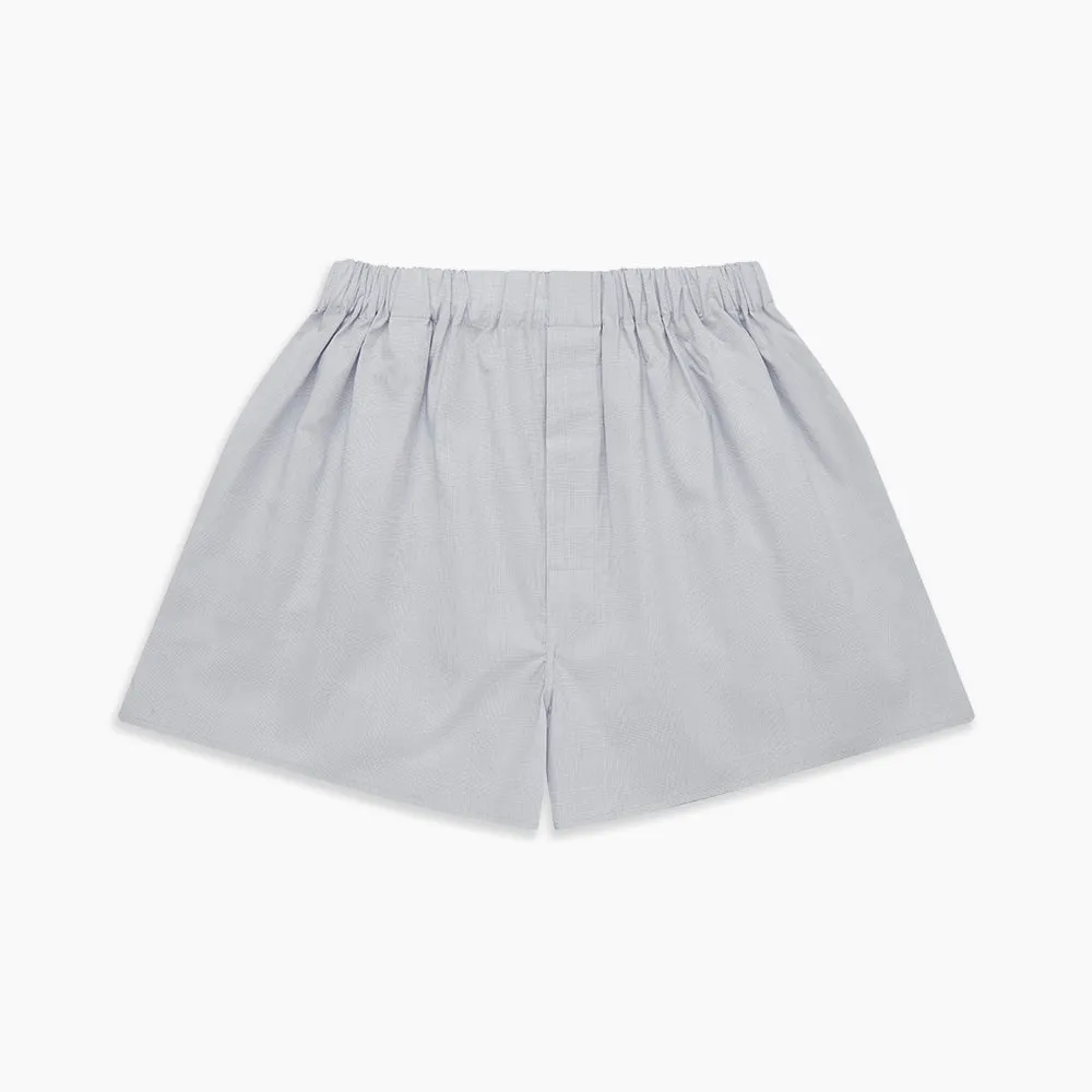 Faded Blue Block Check Cotton Godfrey Boxer Shorts sold by Turnbull & Asser product image thumbnail 3