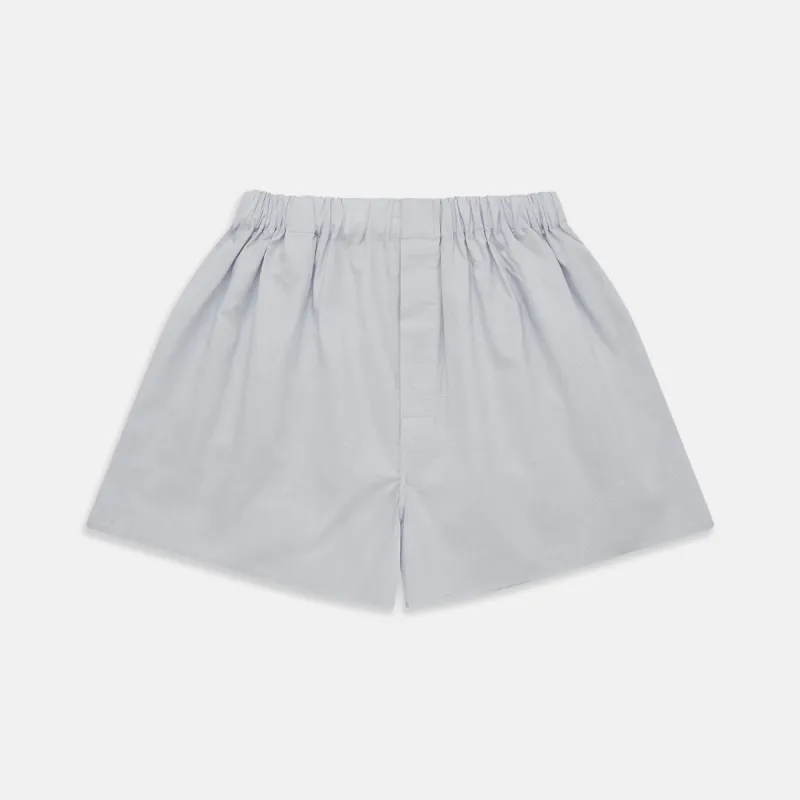 Faded Blue Block Check Cotton Godfrey Boxer Shorts sold by Turnbull & Asser