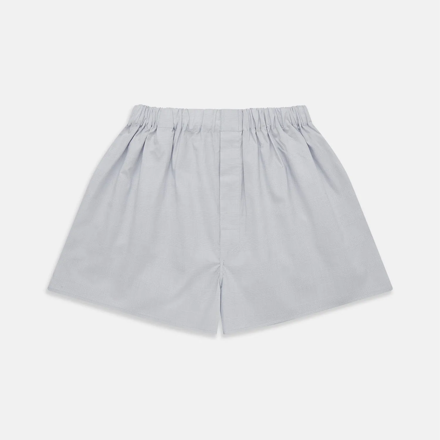 Faded Blue Block Check Cotton Godfrey Boxer Shorts sold by Turnbull & Asser