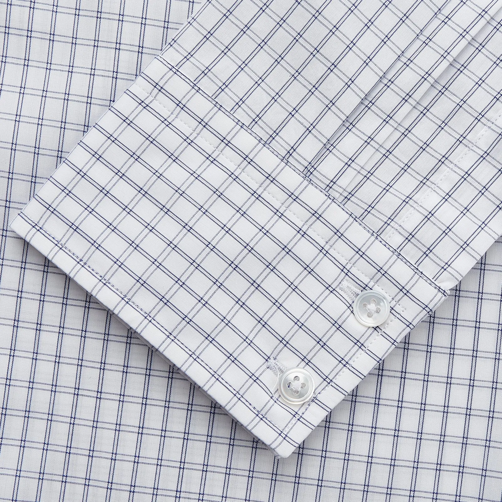 White and Blue Check Cotton Tailored Fit Shelton Shirt sold by Turnbull & Asser product image thumbnail 3