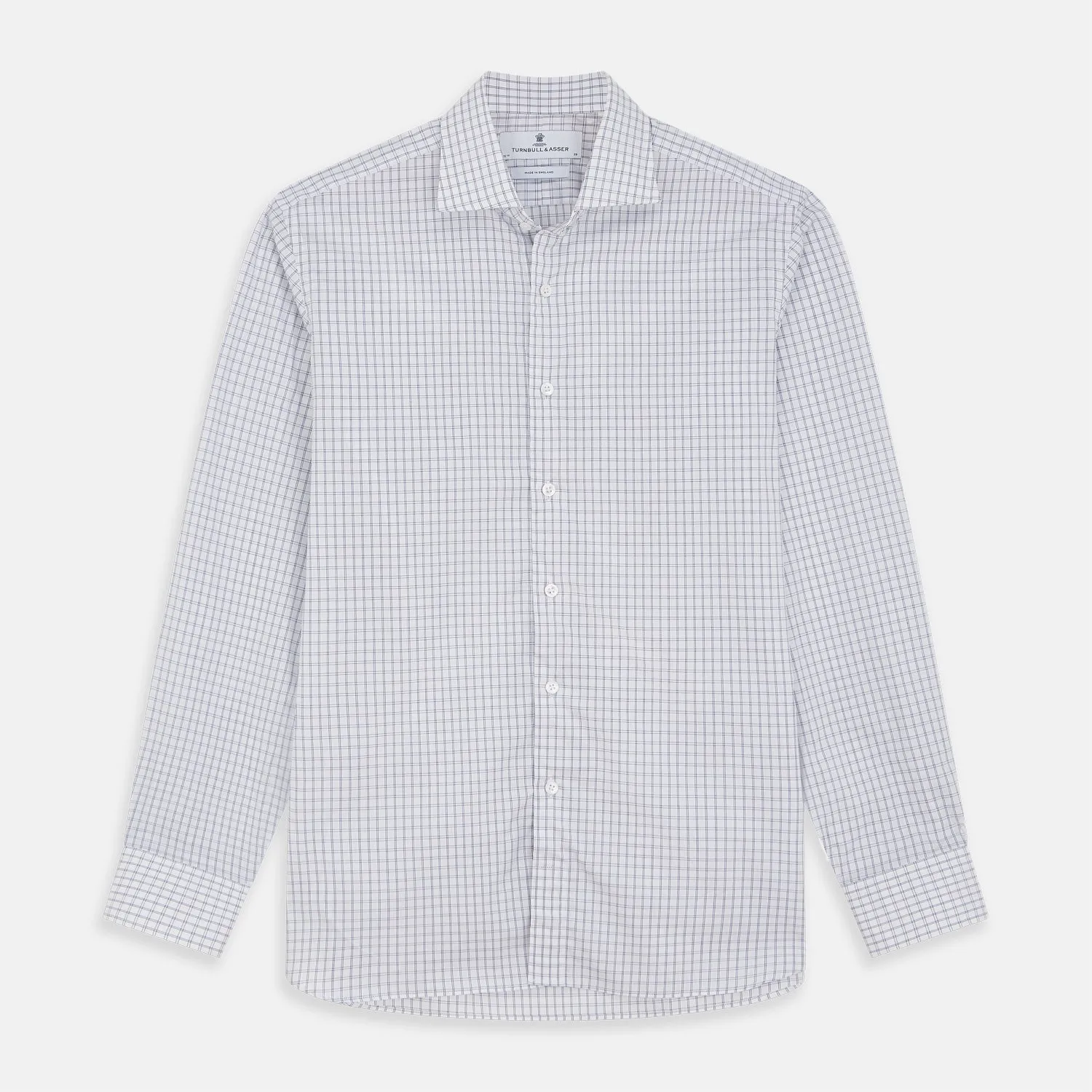 White and Blue Check Cotton Tailored Fit Shelton Shirt sold by Turnbull & Asser