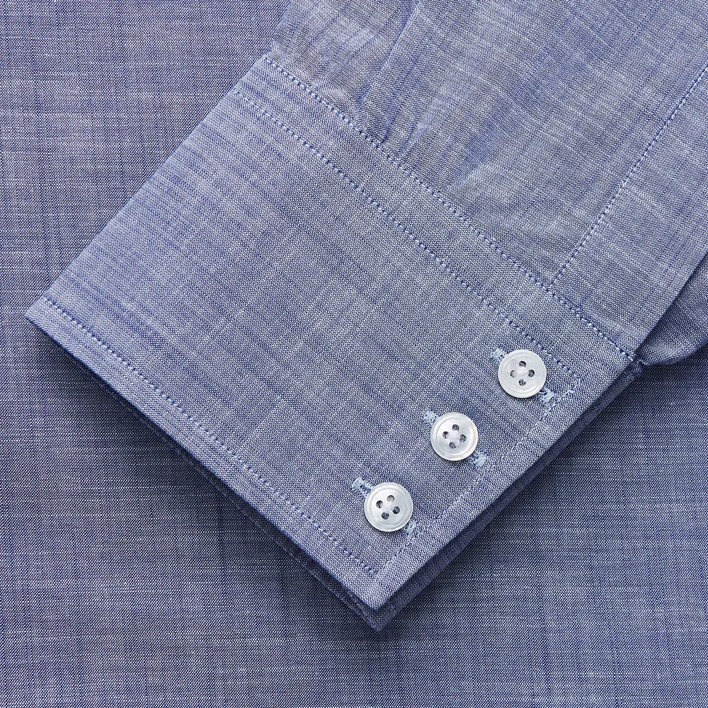 Blue Chambray Cotton Regular Fit Mayfair Shirt sold by Turnbull & Asser product image thumbnail 2