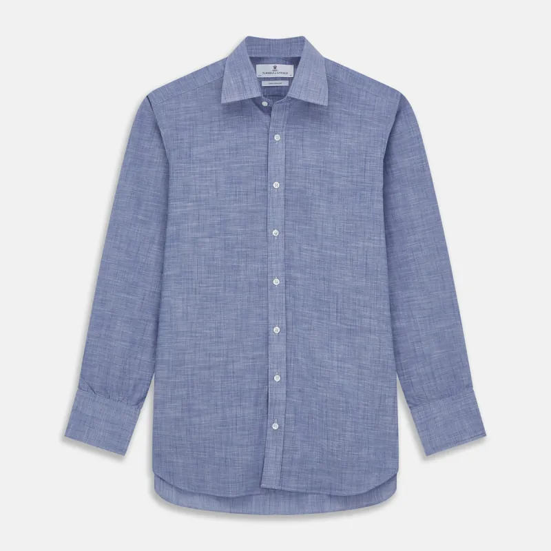 Blue Chambray Cotton Regular Fit Mayfair Shirt sold by Turnbull & Asser