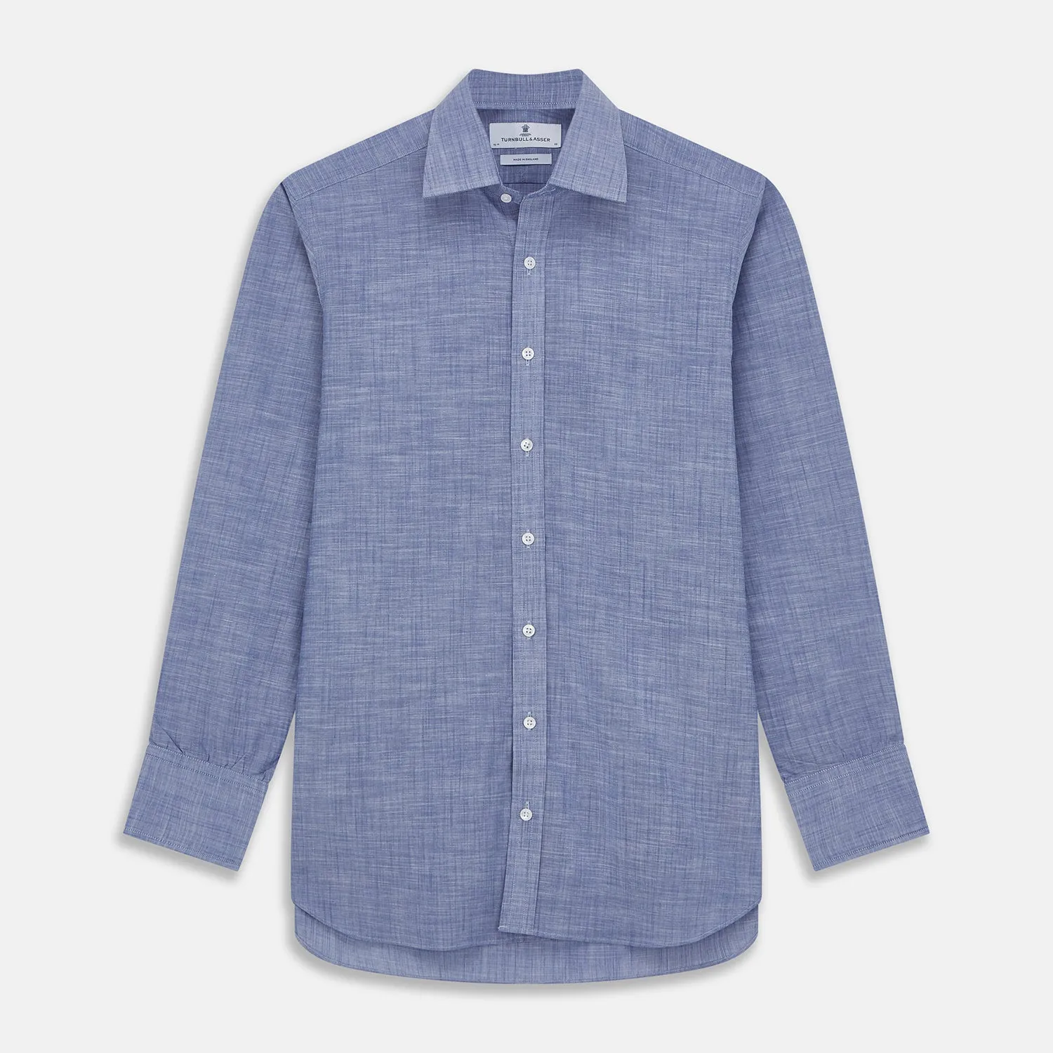 Blue Chambray Cotton Regular Fit Mayfair Shirt sold by Turnbull & Asser