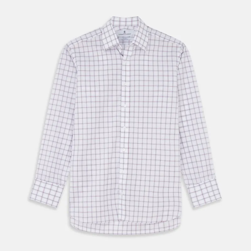 Red and Blue Multi-check Cotton Regular Fit Mayfair Shirt sold by Turnbull & Asser