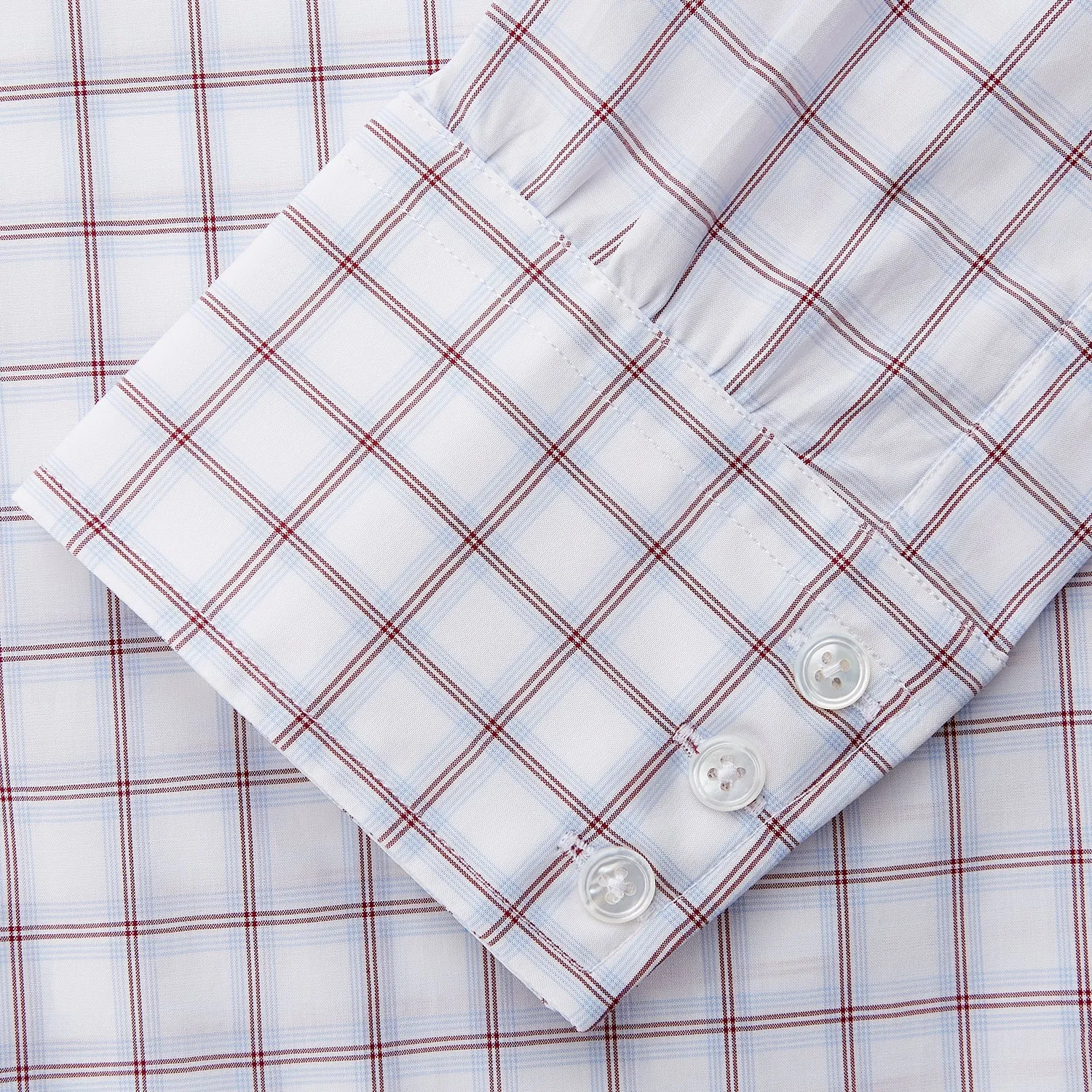 Red and Blue Multi-check Cotton Regular Fit Mayfair Shirt sold by Turnbull & Asser product image thumbnail 3
