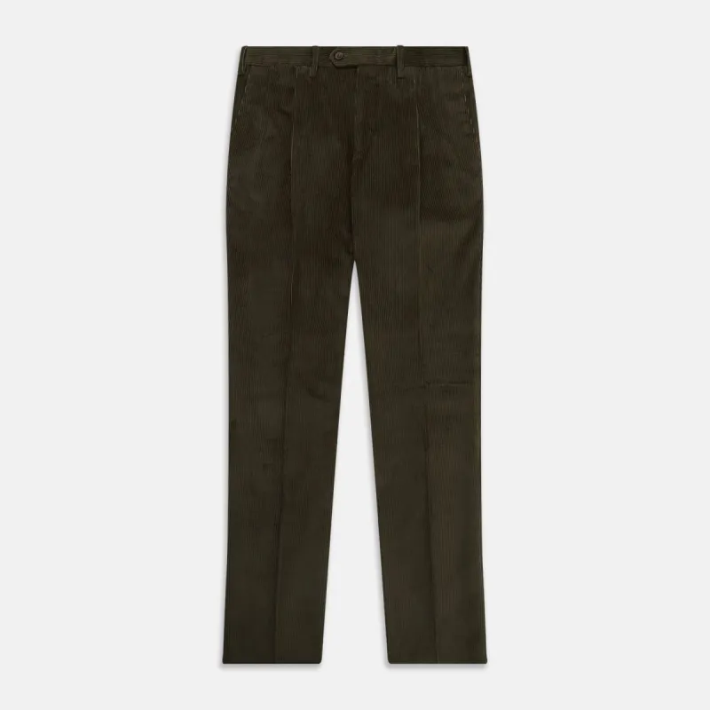Olive Green Corduroy Trousers sold by Turnbull & Asser