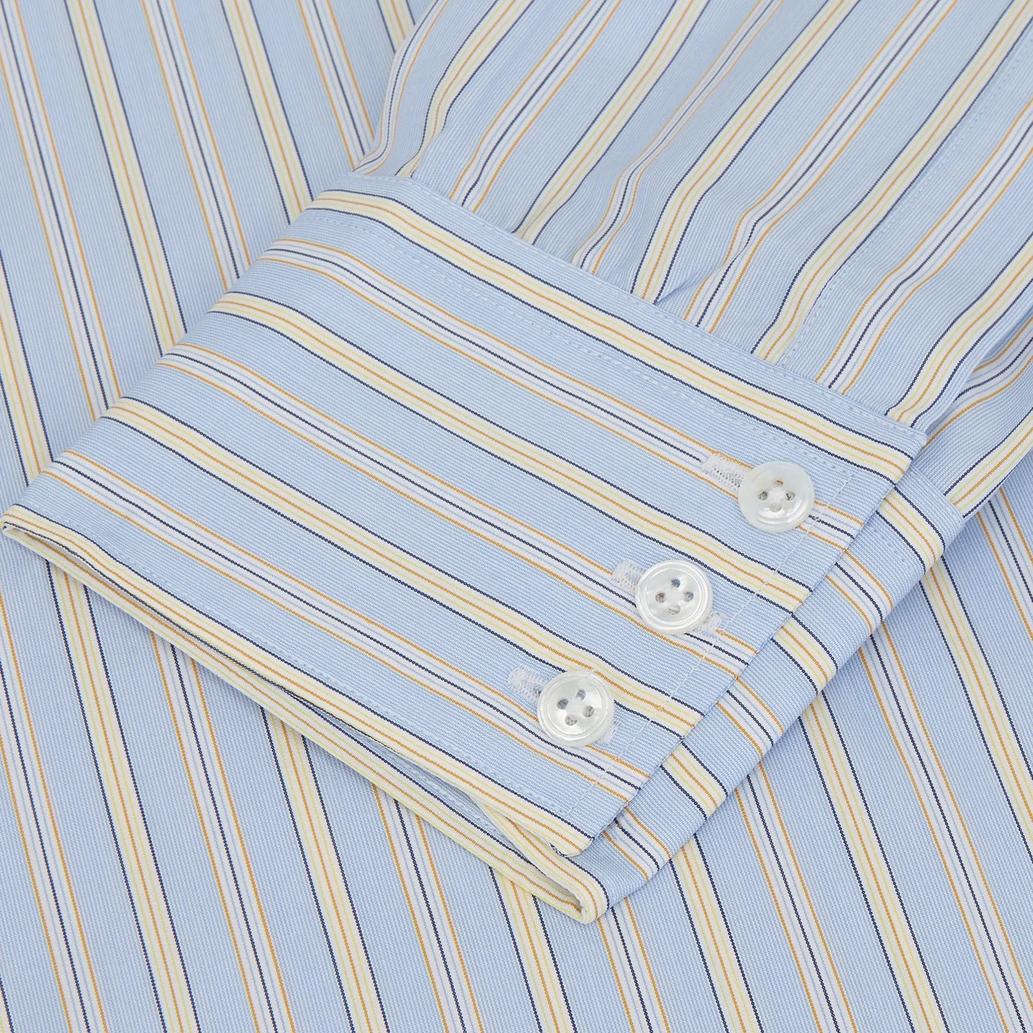 Blue And Yellow Stripe Poplin Cotton Regular Fit Shirt with T&A Collar and 3-Button Cuffs sold by Turnbull & Asser product image thumbnail 3