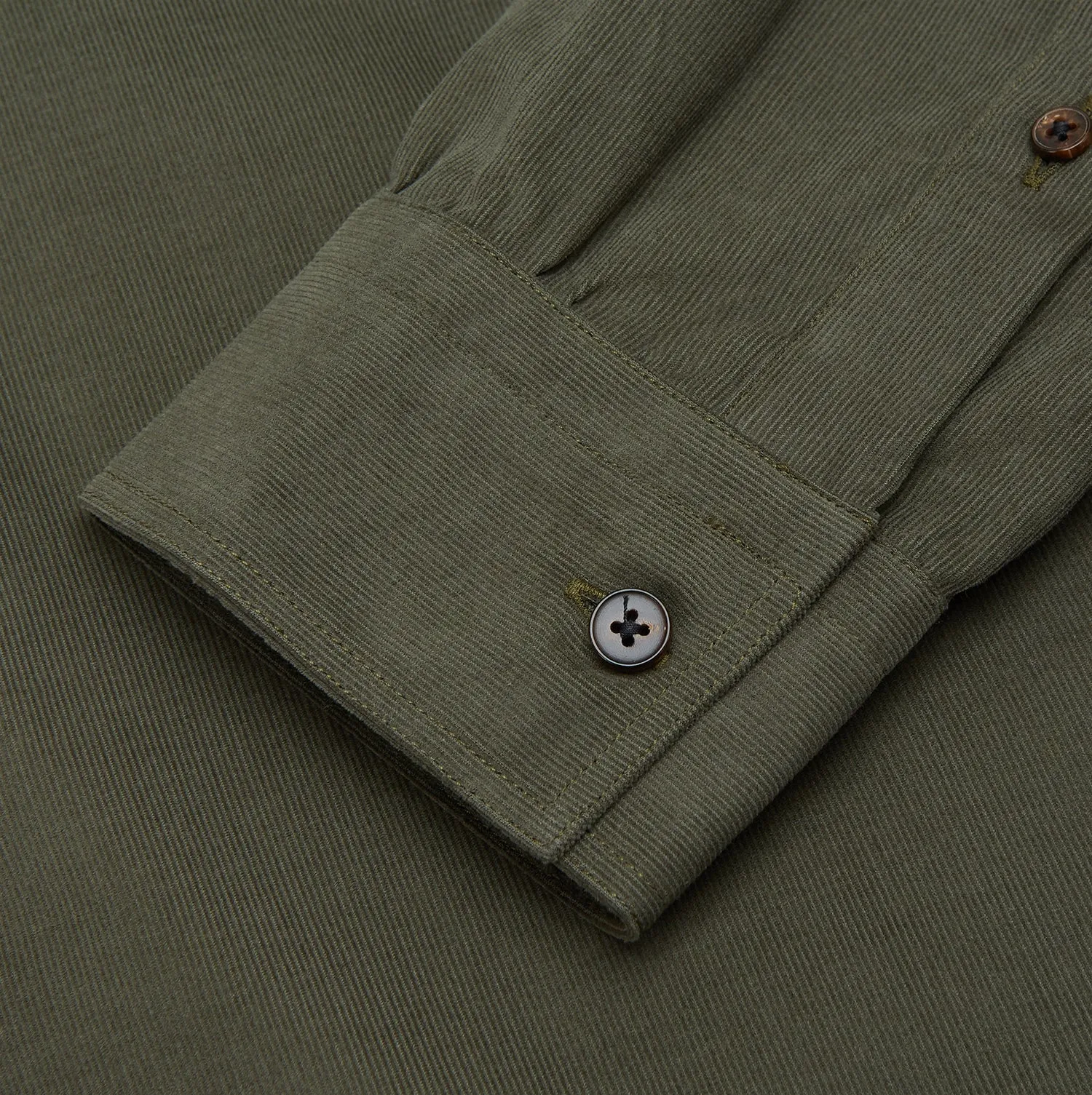 Khaki Corduroy Officer Weekend Fit Shirt with Dorset Collar and One-Button Cuffs sold by Turnbull & Asser product image thumbnail 3