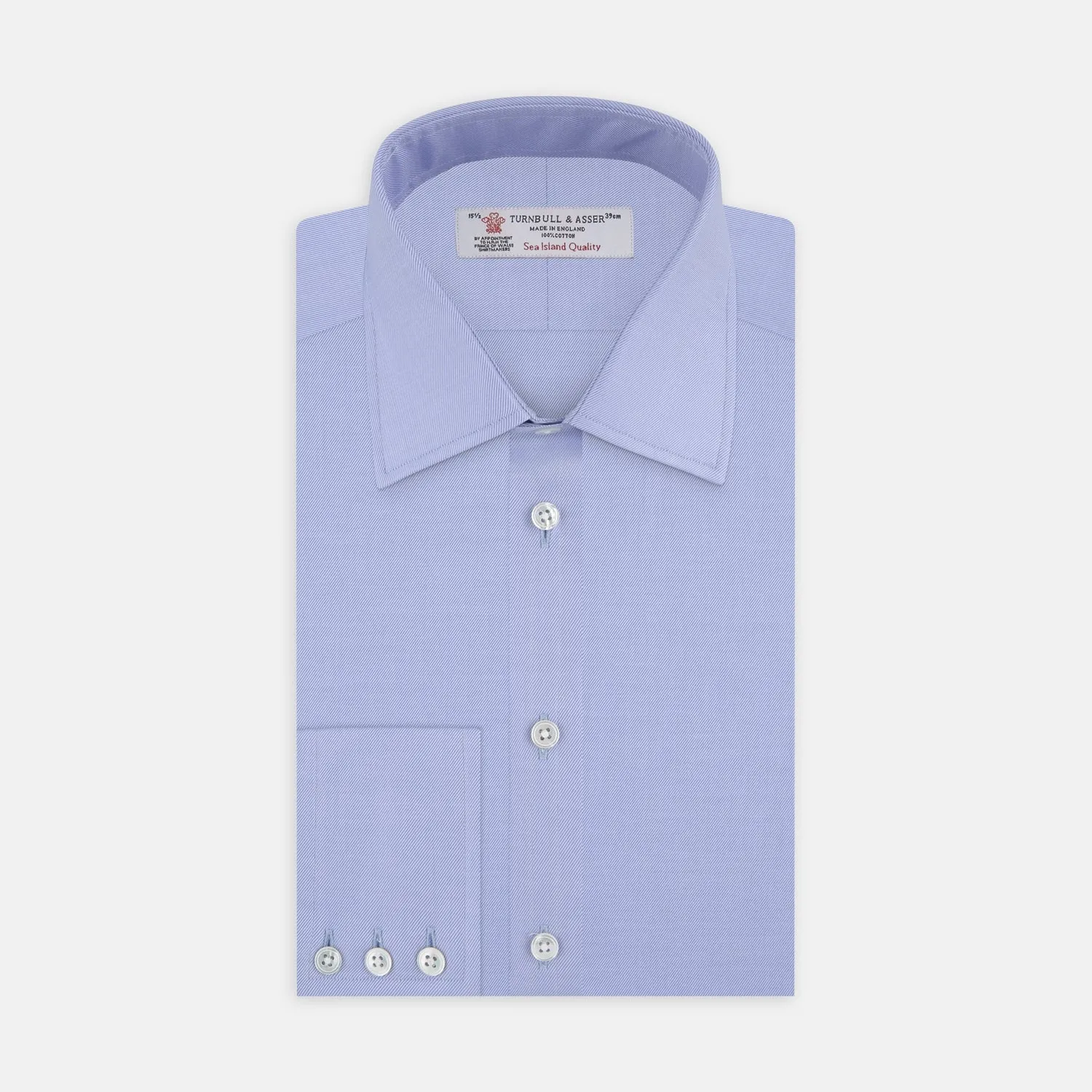 Blue Sea Island Quality Cotton Twill Shirt with T&A Collar and 3-Button Cuffs sold by Turnbull & Asser