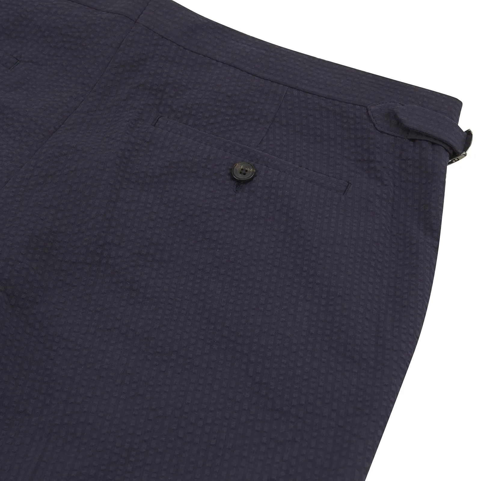 Navy Cotton Seersucker Trousers sold by Turnbull & Asser product image thumbnail 2