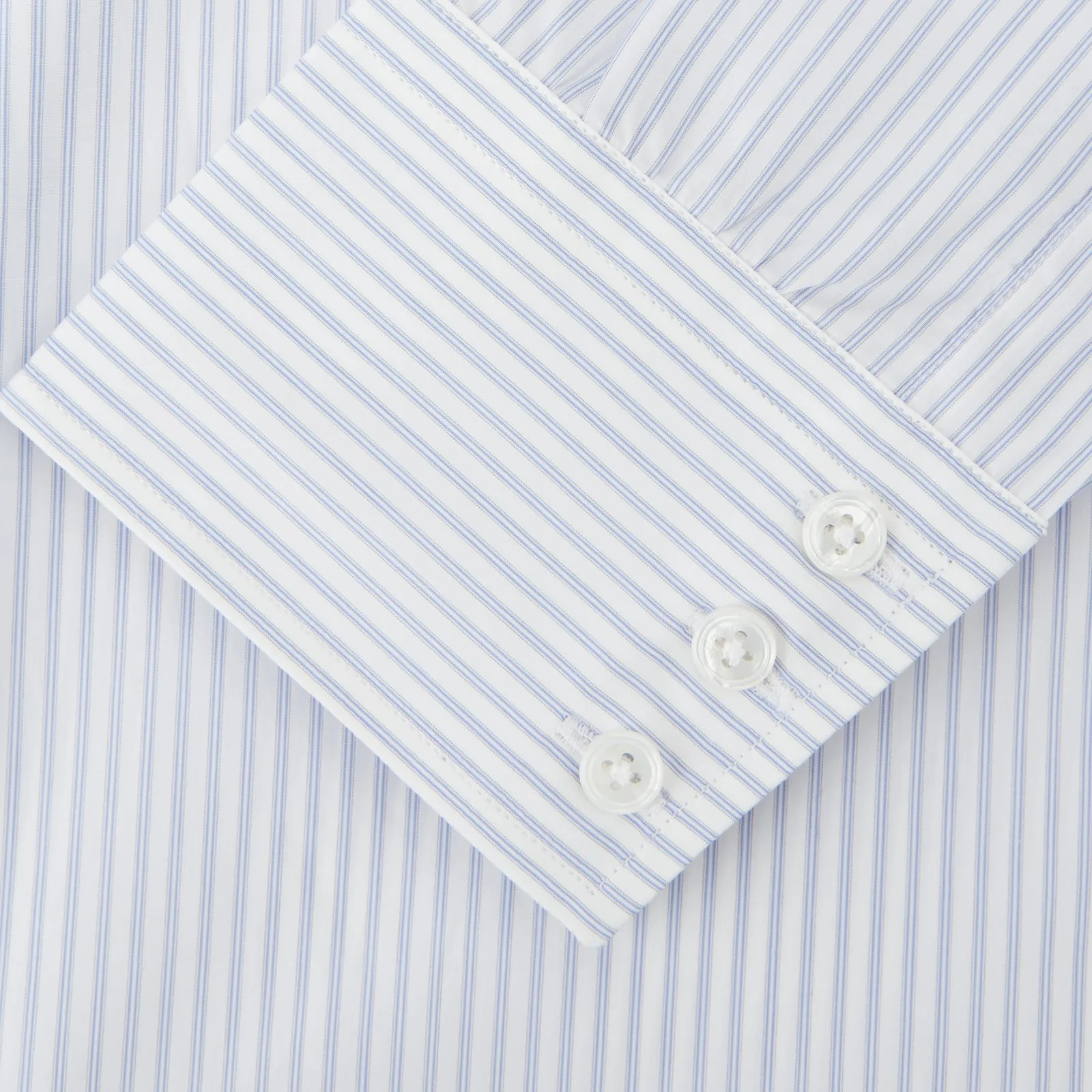 Pale Blue and White Multi-stripe Cotton Regular Fit Mayfair Shirt sold by Turnbull & Asser product image thumbnail 3