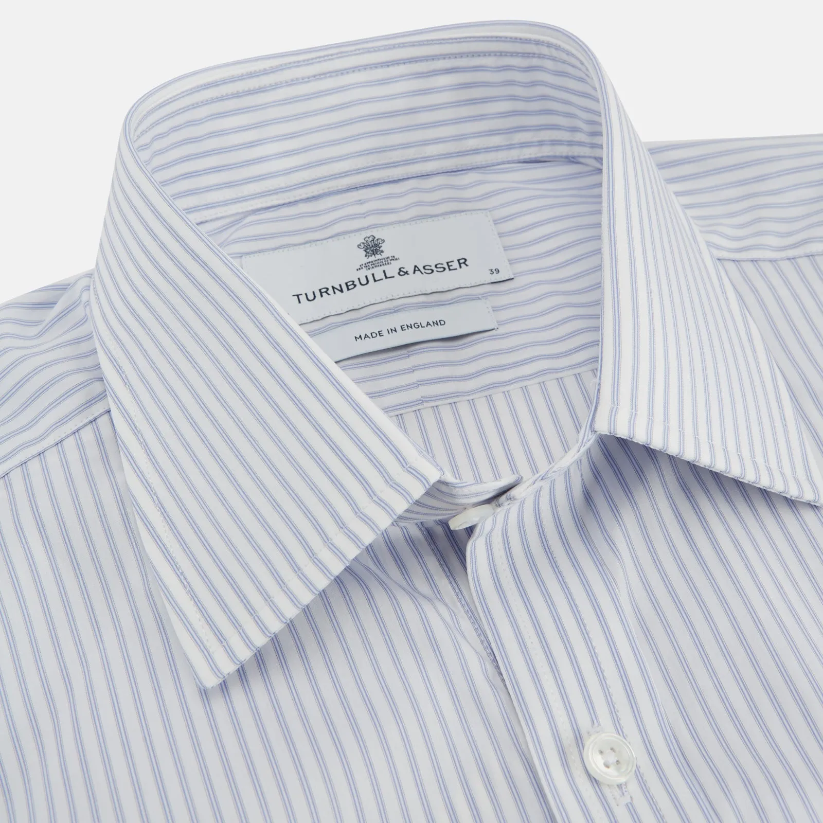 Pale Blue and White Multi-stripe Cotton Regular Fit Mayfair Shirt sold by Turnbull & Asser product image thumbnail 2