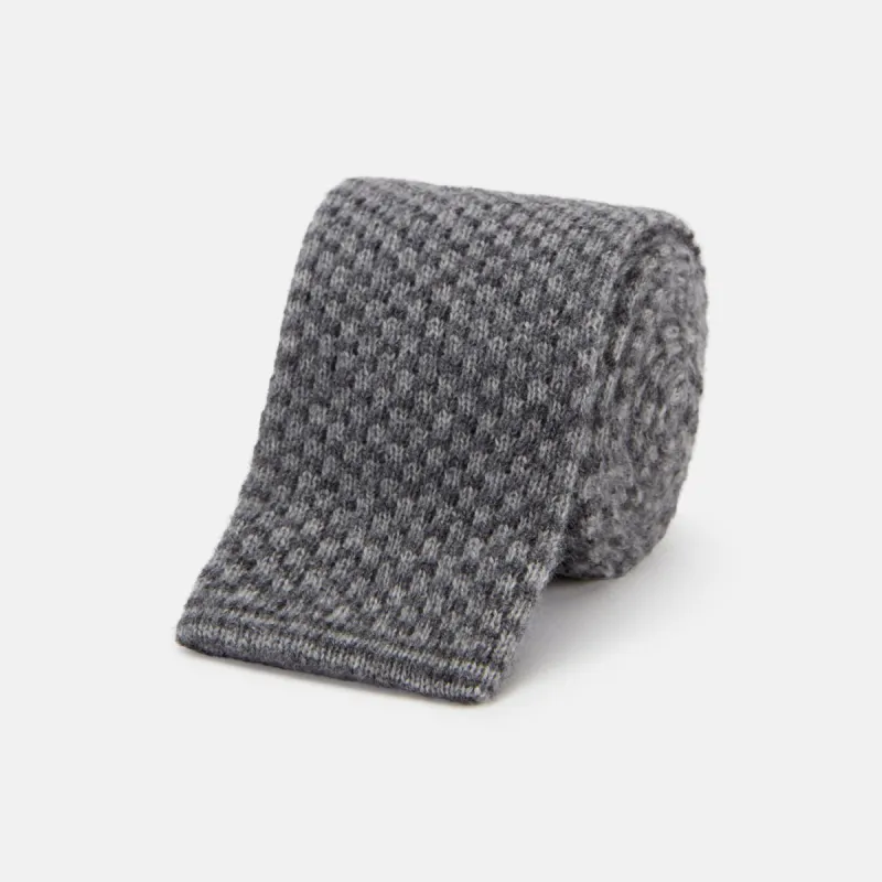 Grey Multi Cashmere Knitted Tie sold by Turnbull & Asser