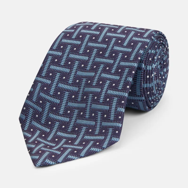 Navy & Blue Cross Silk Tie sold by Turnbull & Asser