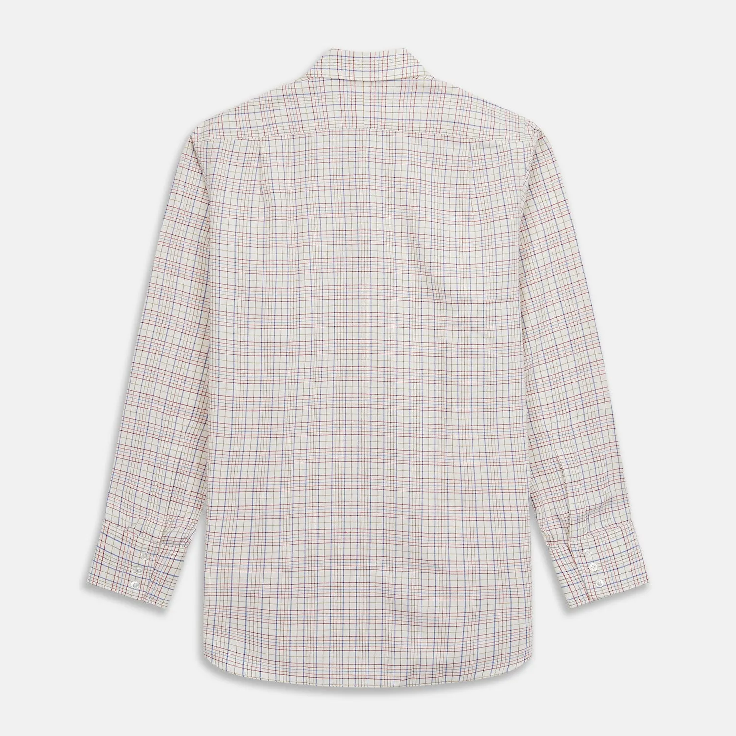 Red Multi Check Regular Fit Cotton-Cashmere Shirt with T&A Collar and 3 Button Cuffs sold by Turnbull & Asser product image thumbnail 5
