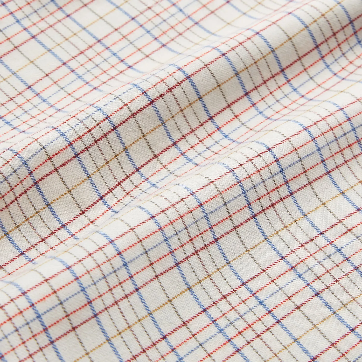 Red Multi Check Regular Fit Cotton-Cashmere Shirt with T&A Collar and 3 Button Cuffs sold by Turnbull & Asser product image thumbnail 4