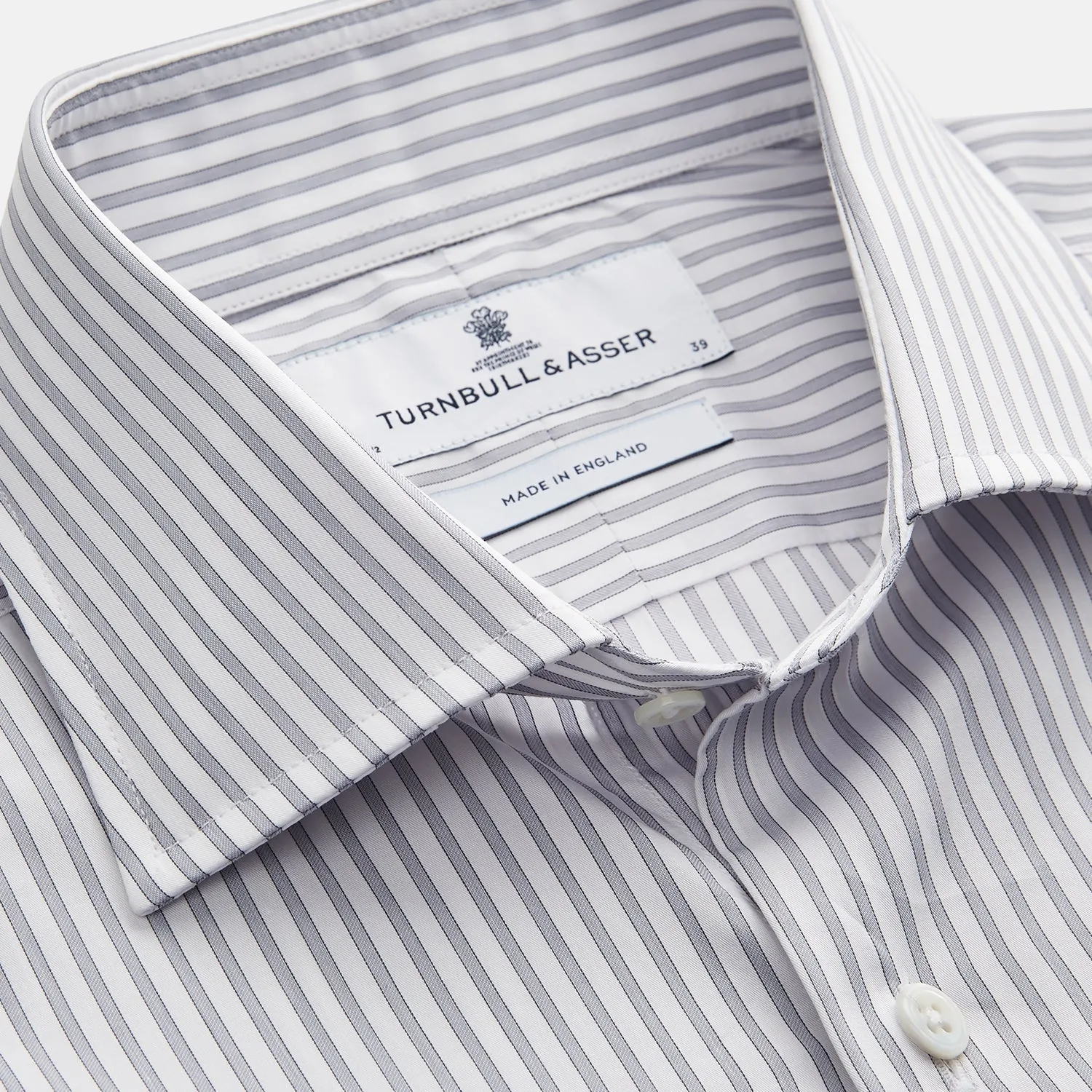 Grey Multi Stripe Tailored Fit Twill Shirt with Kent Collar and 2 Button Cuffs sold by Turnbull & Asser product image thumbnail 2