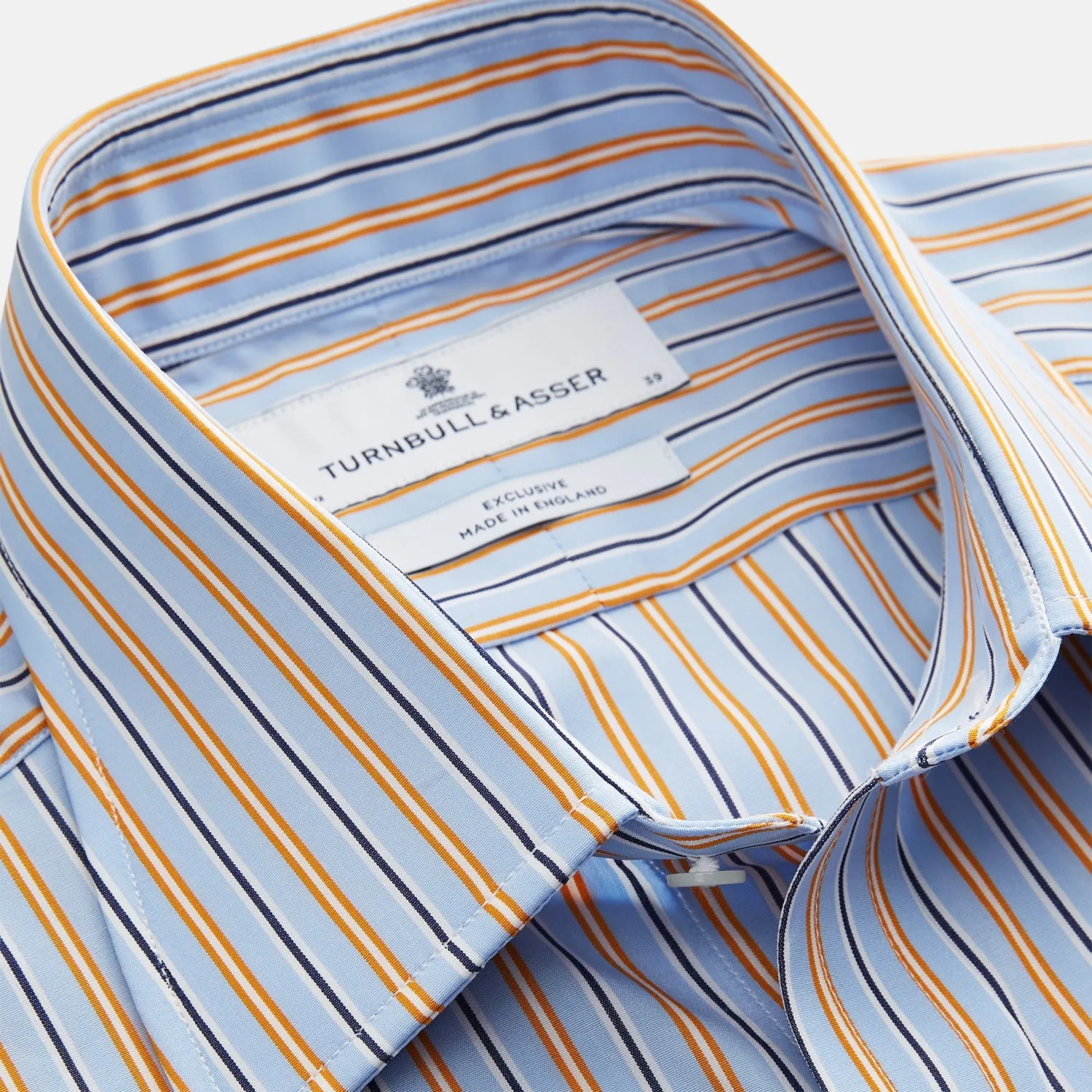 Blue, Orange & Navy Multi Stripe Regular Fit Shirt with T&A Collar and 3 Button Cuffs sold by Turnbull & Asser product image thumbnail 3