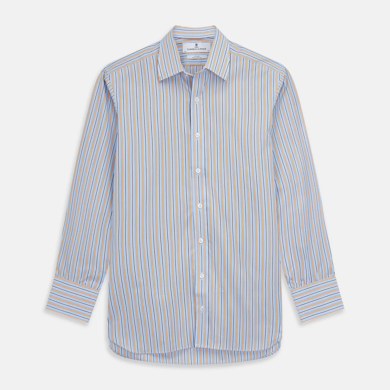 Blue, Orange & Navy Multi Stripe Regular Fit Shirt with T&A Collar and 3 Button Cuffs sold by Turnbull & Asser product image thumbnail 2