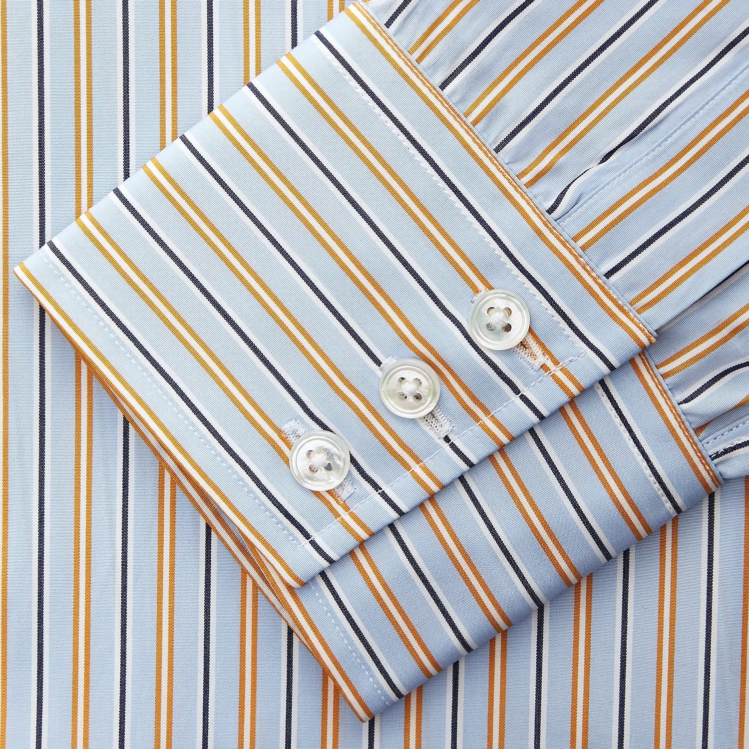 Blue, Orange & Navy Multi Stripe Regular Fit Shirt with T&A Collar and 3 Button Cuffs sold by Turnbull & Asser product image thumbnail 4