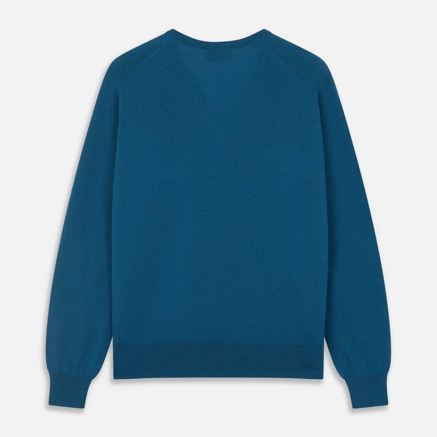 Ocean Blue Merino Kennedy V-Neck Jumper sold by Turnbull & Asser product image thumbnail 3