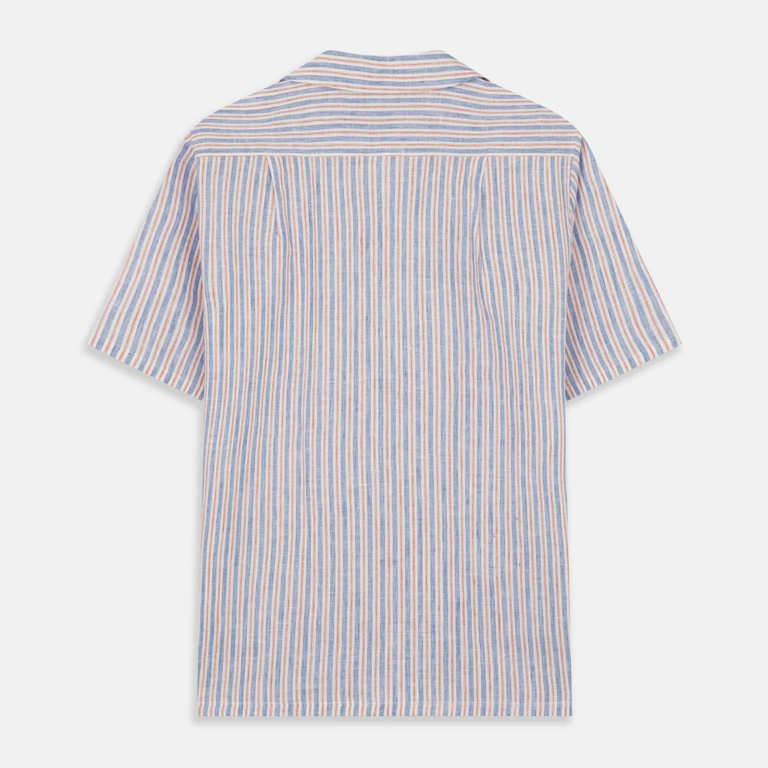 Blue and Red Linen Stripe Holiday Fit Shirt with Revere Collar sold by Turnbull & Asser product image thumbnail 4