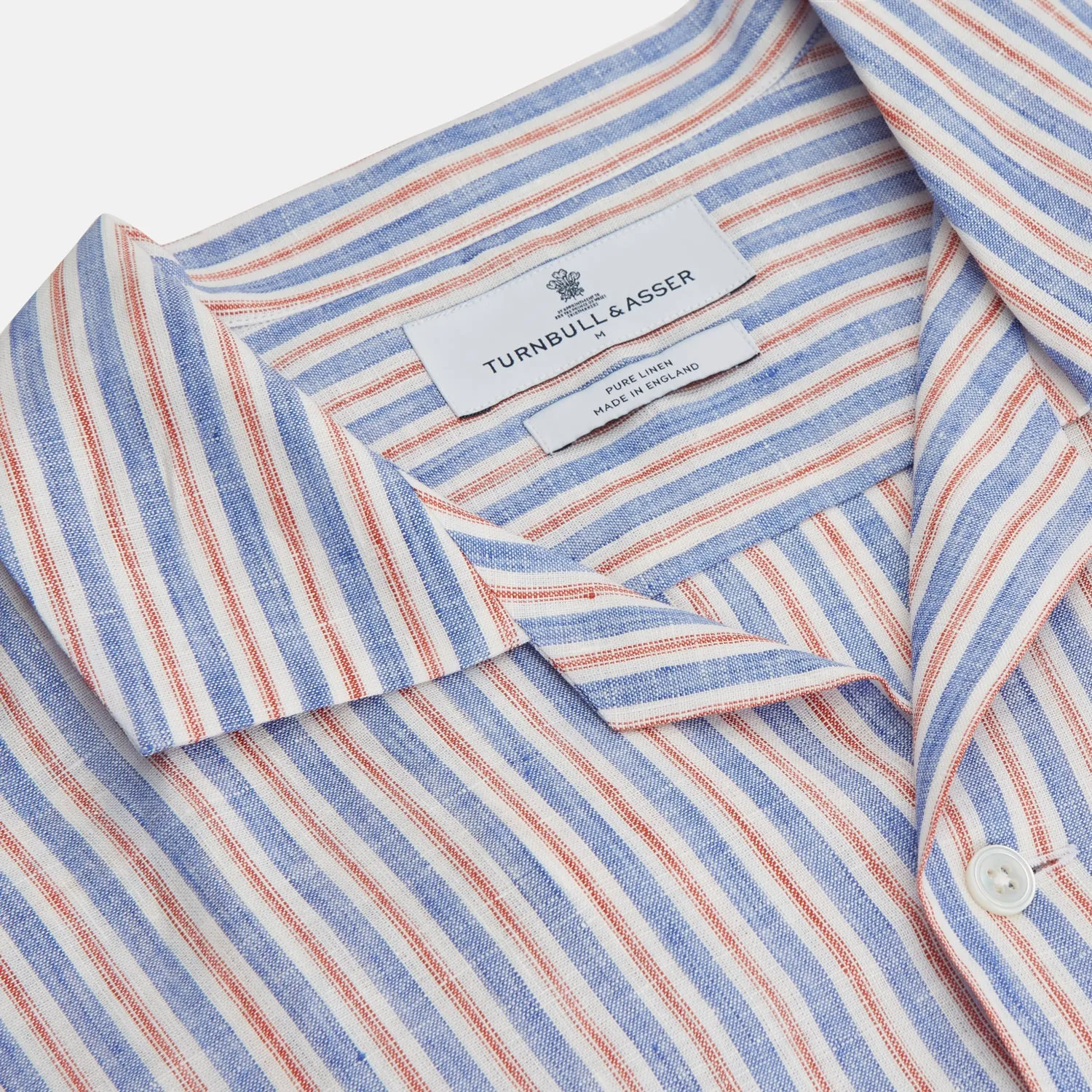 Blue and Red Linen Stripe Holiday Fit Shirt with Revere Collar sold by Turnbull & Asser product image thumbnail 3