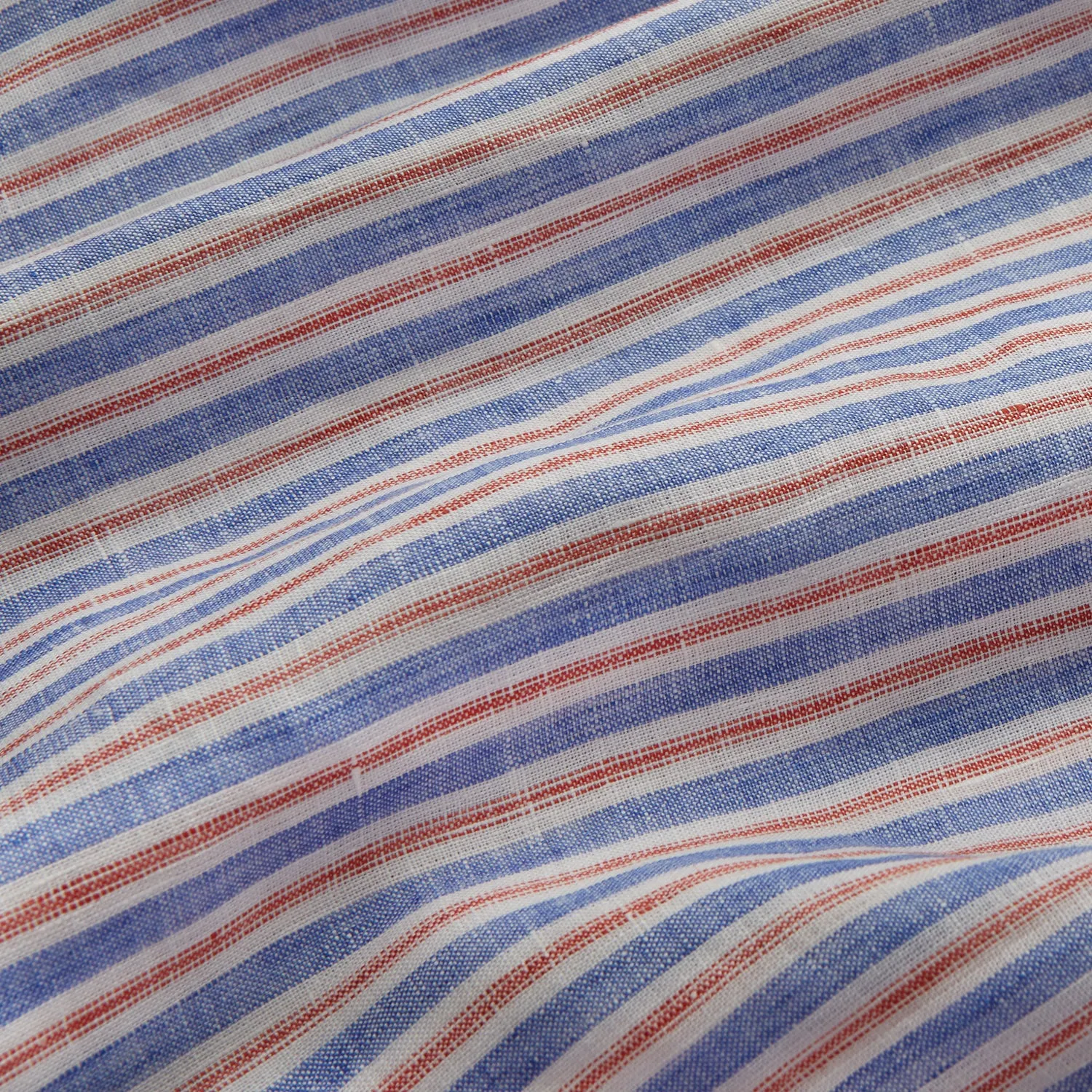 Blue and Red Linen Stripe Holiday Fit Shirt with Revere Collar sold by Turnbull & Asser product image thumbnail 2