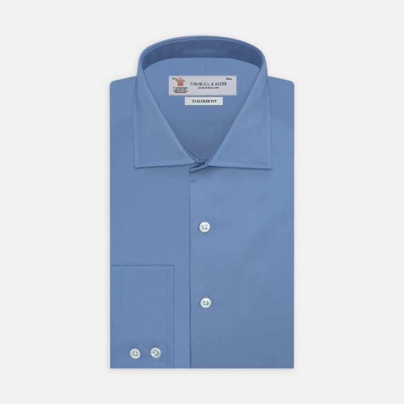 Tailored Fit Deep Blue Cotton Shirt with Kent Collar and 2-Button Cuffs sold by Turnbull & Asser