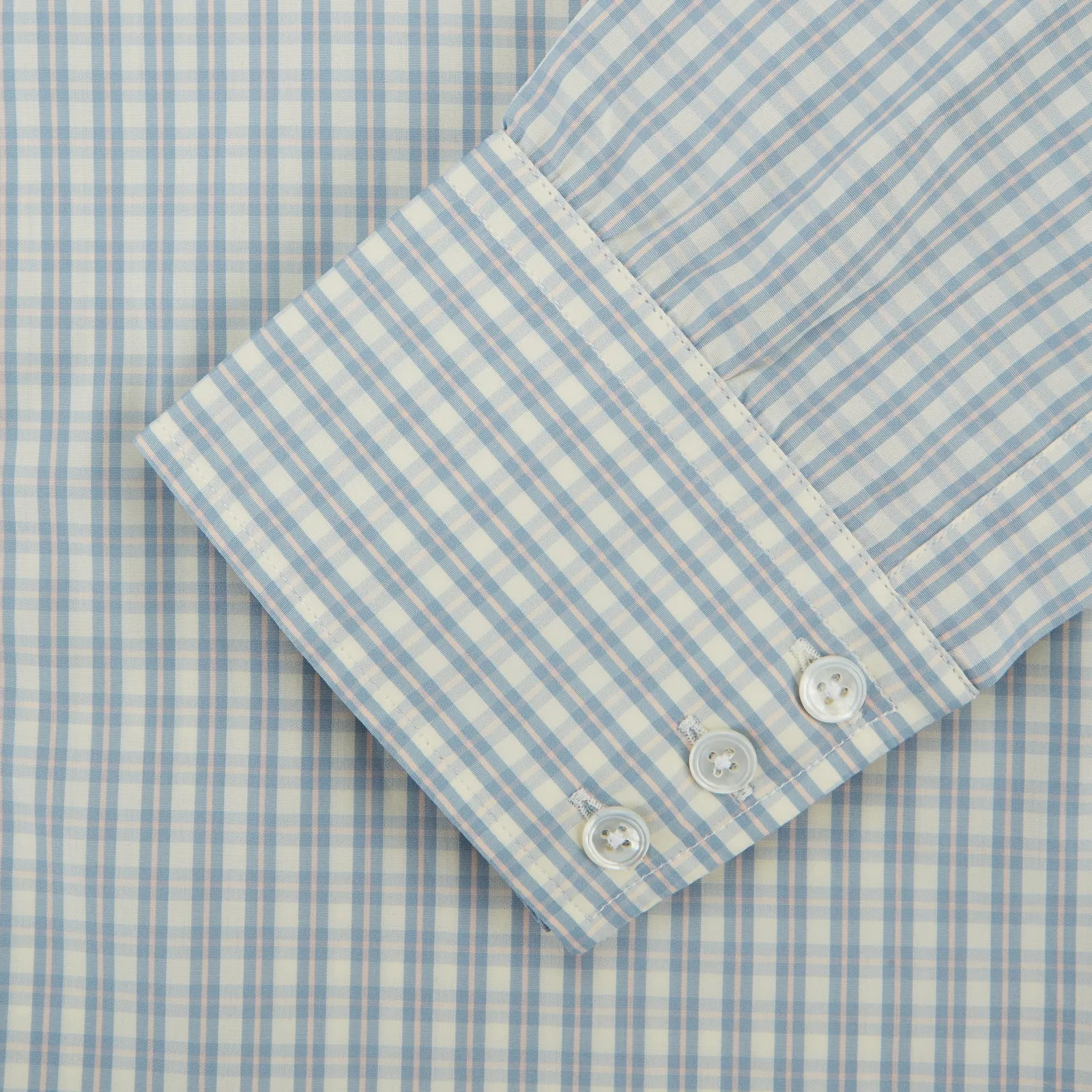 Pale Blue Multi Check Cotton Regular Fit Mayfair Shirt sold by Turnbull & Asser product image thumbnail 3