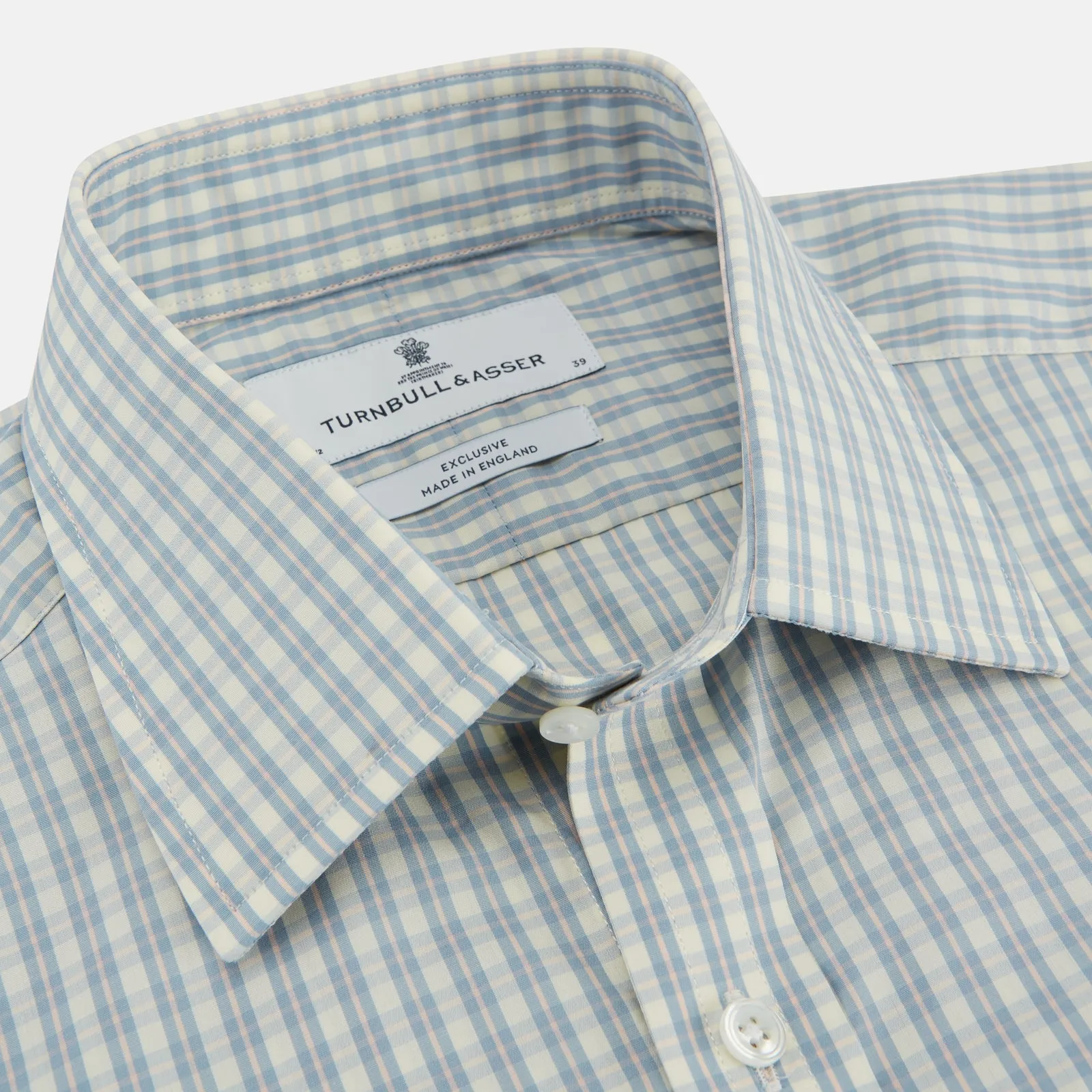 Pale Blue Multi Check Cotton Regular Fit Mayfair Shirt sold by Turnbull & Asser product image thumbnail 2