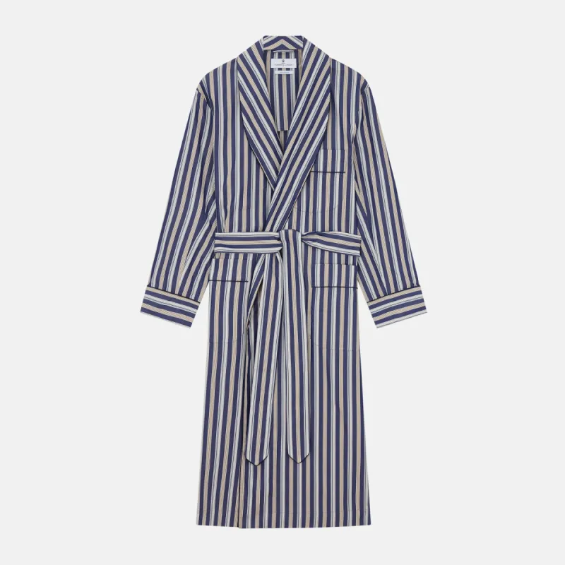 Blue Multi Stripe Cotton Gown sold by Turnbull & Asser