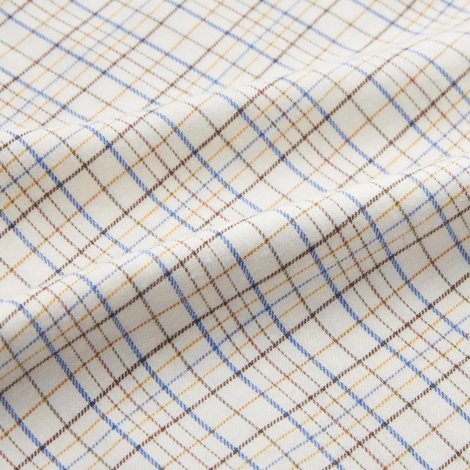 Brown Multi Check Regular Fit Cotton-Cashmere Shirt with T&A Collar and 3 Button Cuffs sold by Turnbull & Asser product image thumbnail 4