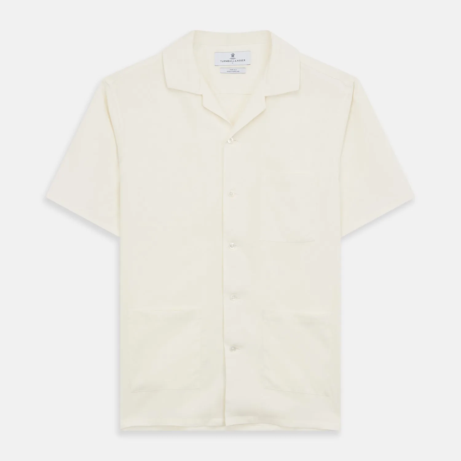 Cream Holiday Fit Silk Phillips Shirt with Revere Collar sold by Turnbull & Asser