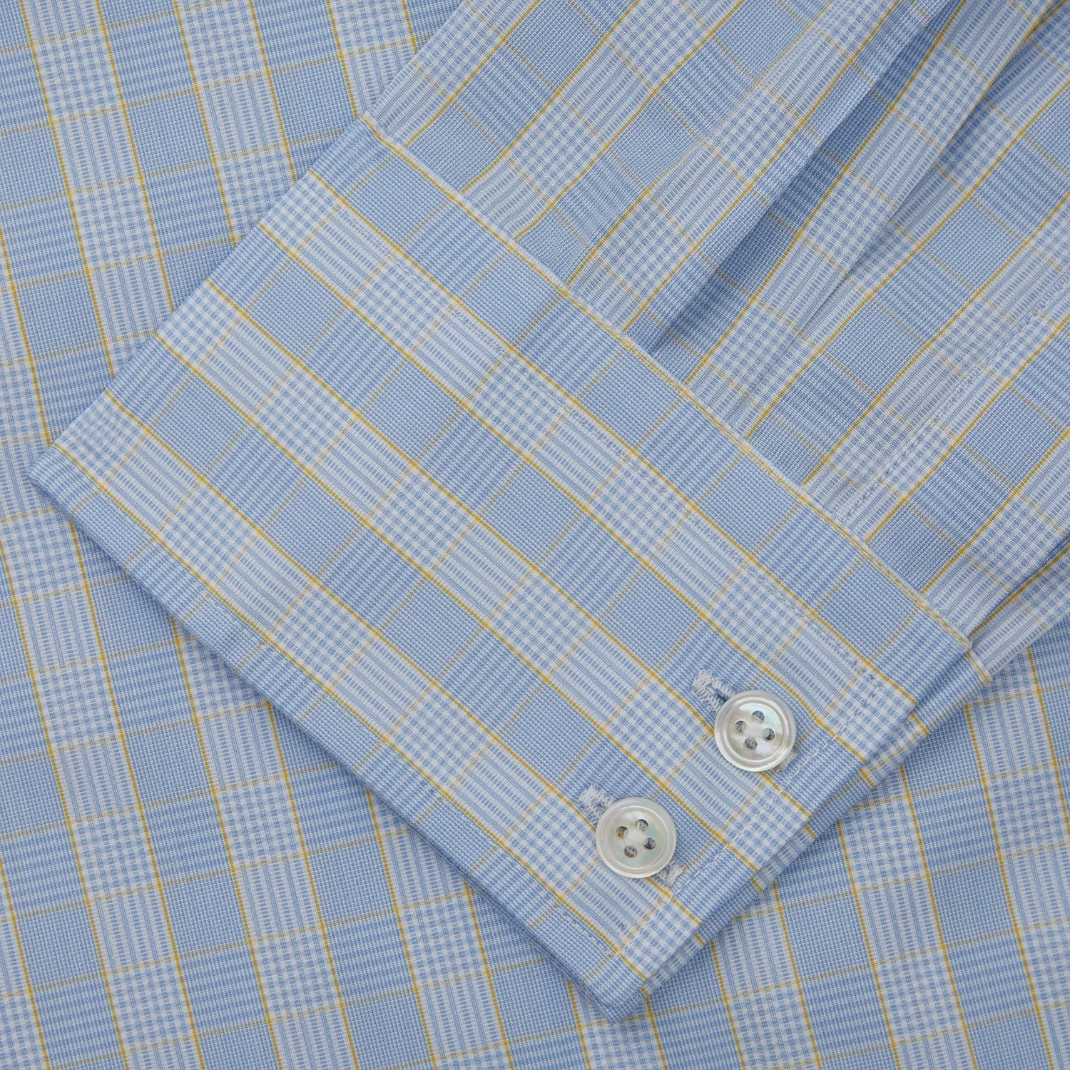Yellow and Blue Glen Check Tailored Fit Shirt with Kent Collar sold by Turnbull & Asser product image thumbnail 4