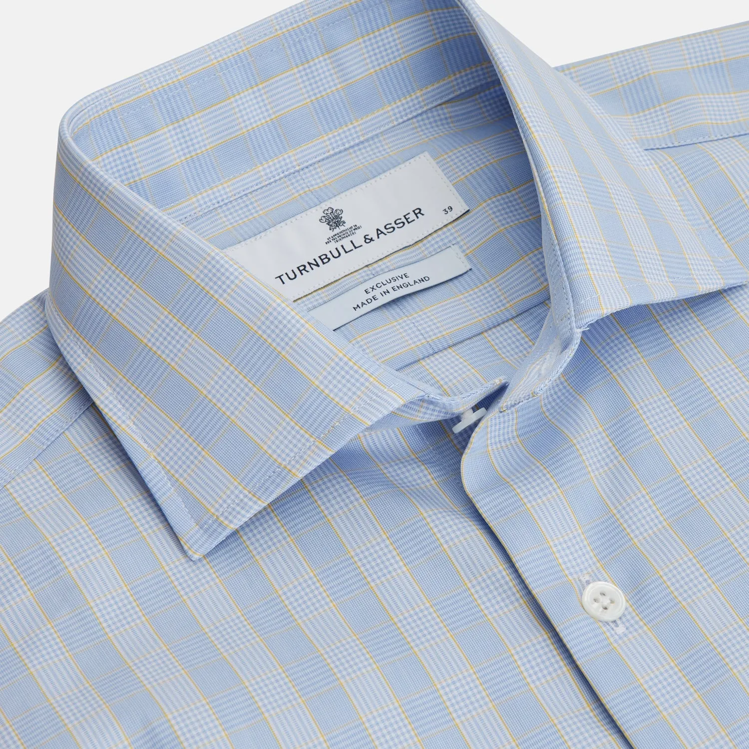Yellow and Blue Glen Check Tailored Fit Shirt with Kent Collar sold by Turnbull & Asser product image thumbnail 3