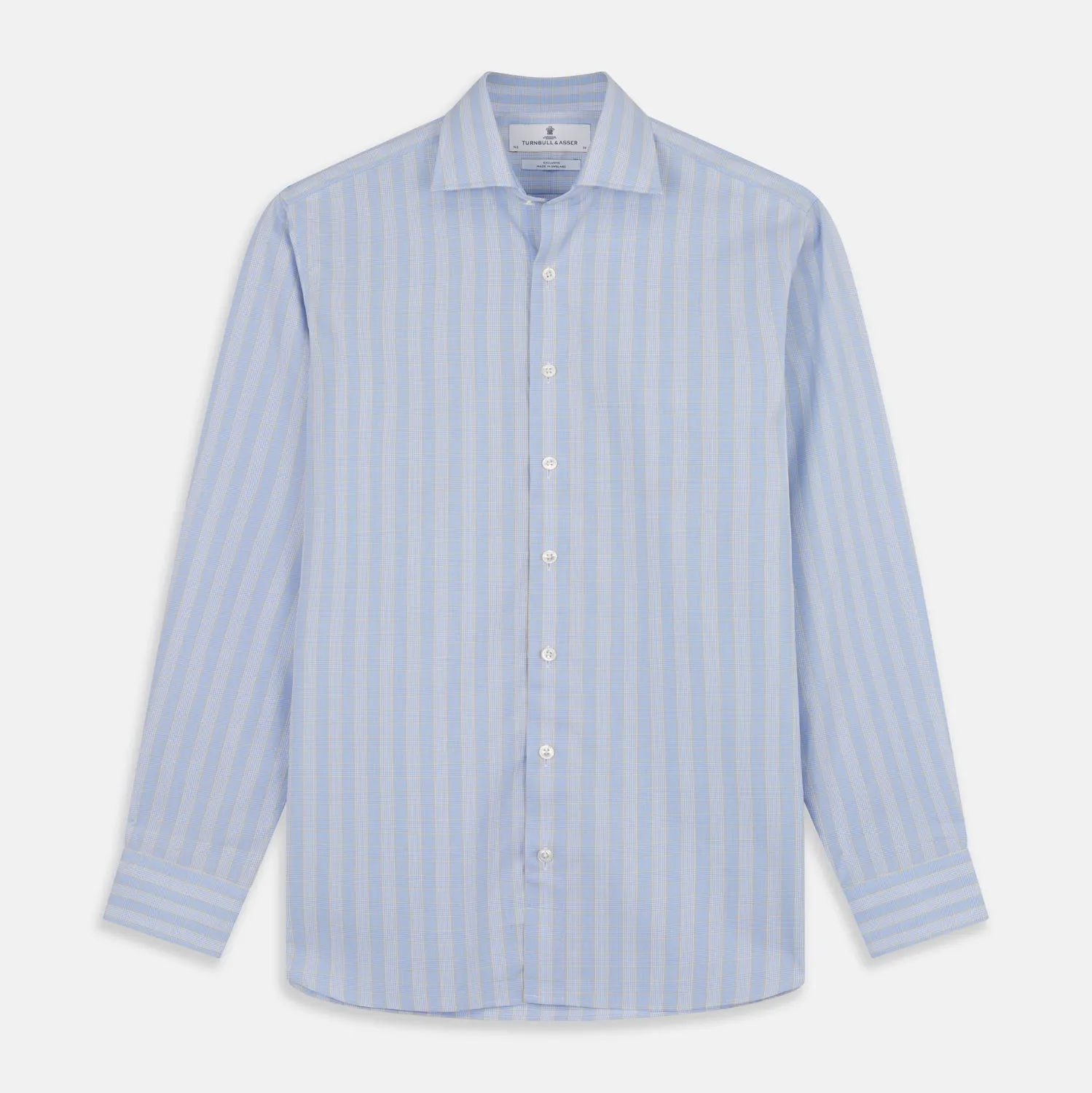 Yellow and Blue Glen Check Tailored Fit Shirt with Kent Collar sold by Turnbull & Asser