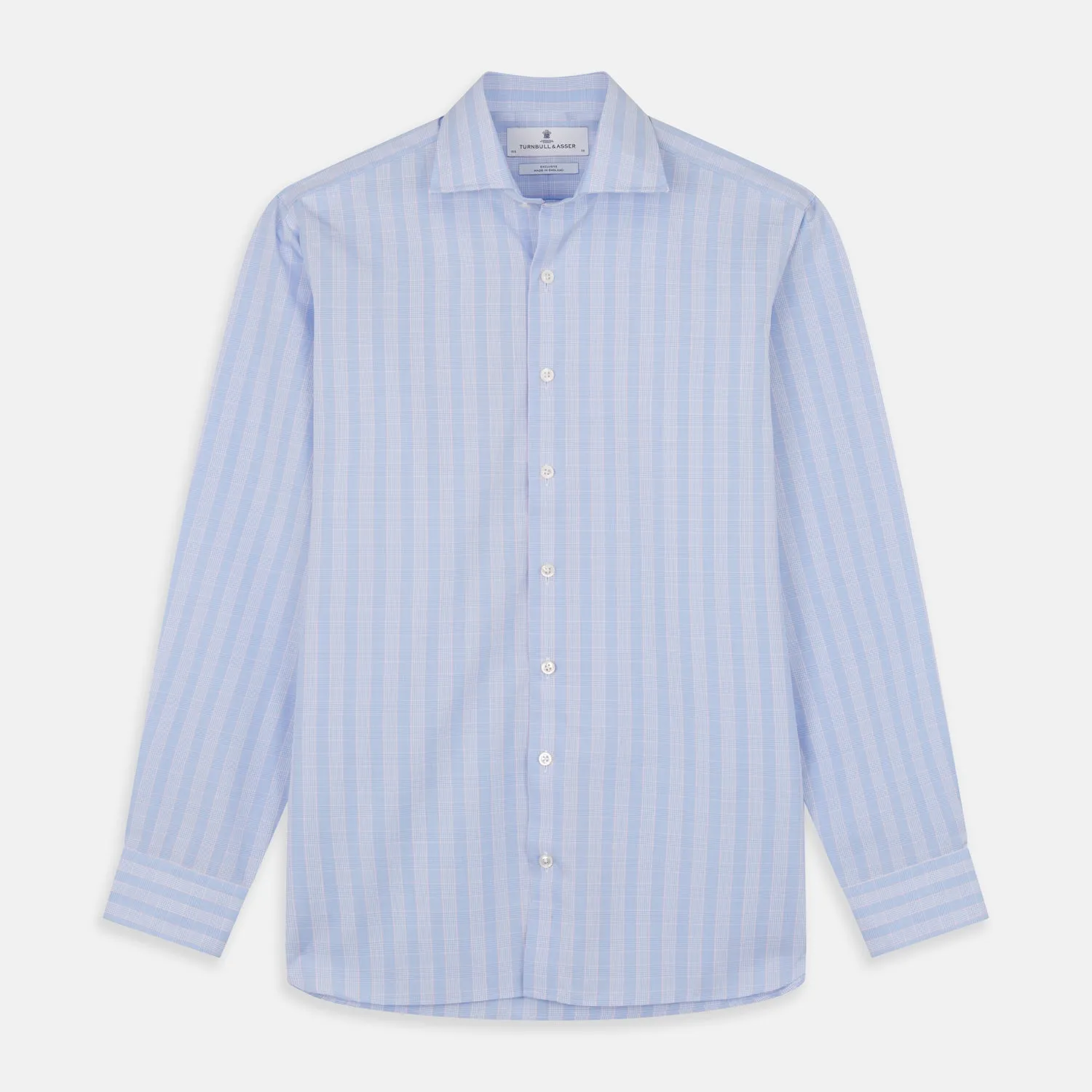 Pink and Blue Glen Check Tailored Fit Shirt with Kent Collar sold by Turnbull & Asser