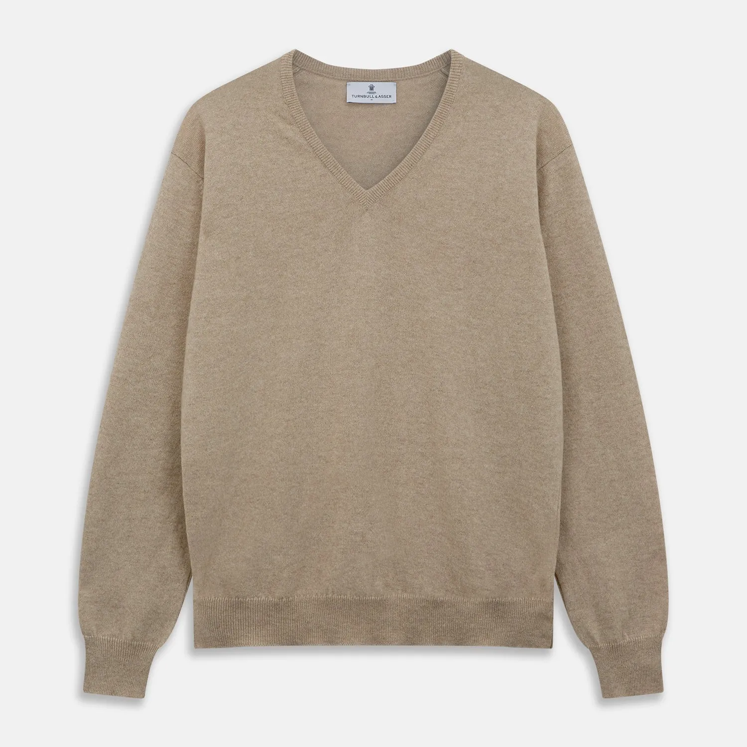 Beige Paden V-Neck Jumper sold by Turnbull & Asser