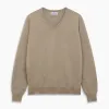Beige Paden V-Neck Jumper sold by Turnbull & Asser