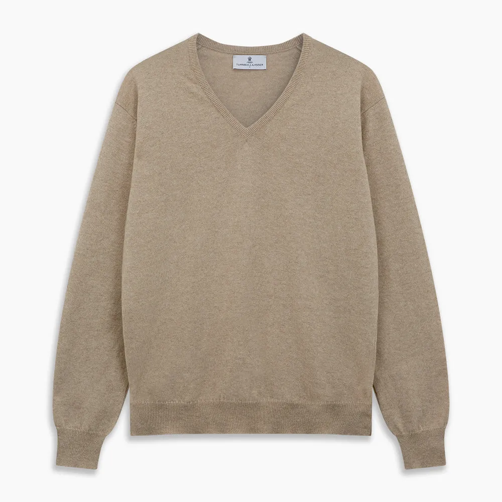 Beige Paden V-Neck Jumper sold by Turnbull & Asser product image thumbnail 4