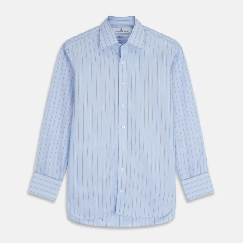 Beige Stripe Regular Fit Shirt with T&A Collar and Double Cuffs sold by Turnbull & Asser