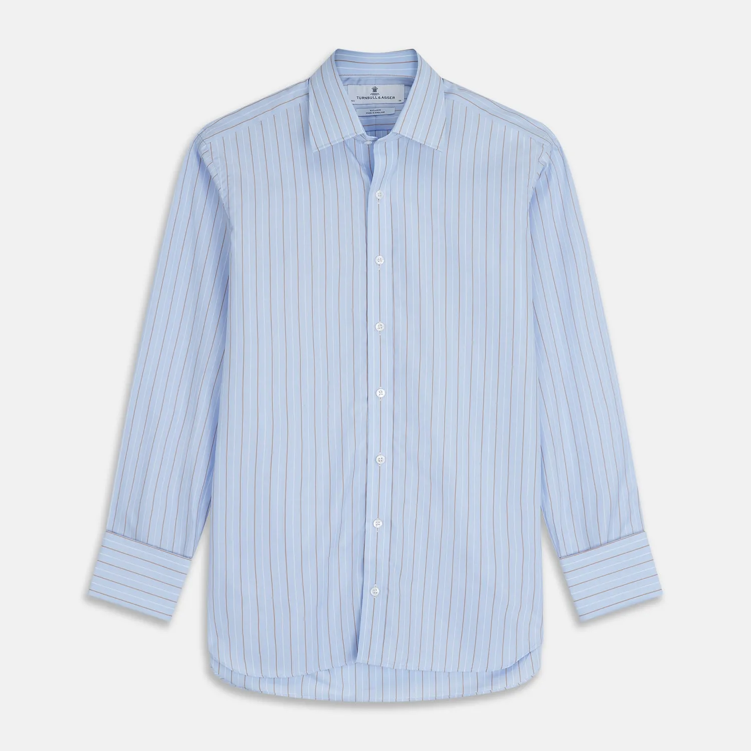 Beige Stripe Regular Fit Shirt with T&A Collar and Double Cuffs sold by Turnbull & Asser