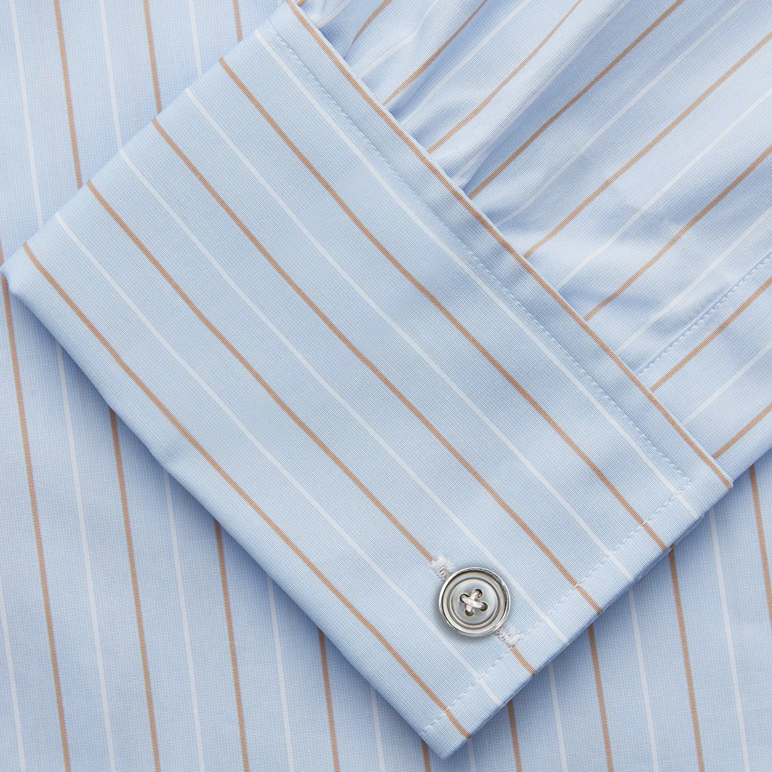 Beige Stripe Regular Fit Shirt with T&A Collar and Double Cuffs sold by Turnbull & Asser product image thumbnail 3