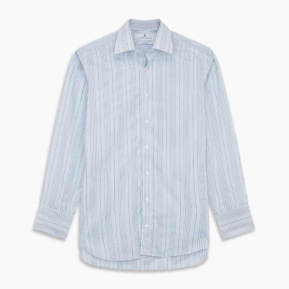 Blue And White Stripe Twill Cotton Regular Fit Shirt with T&A Collar And Double Cuffs sold by Turnbull & Asser product image thumbnail 5