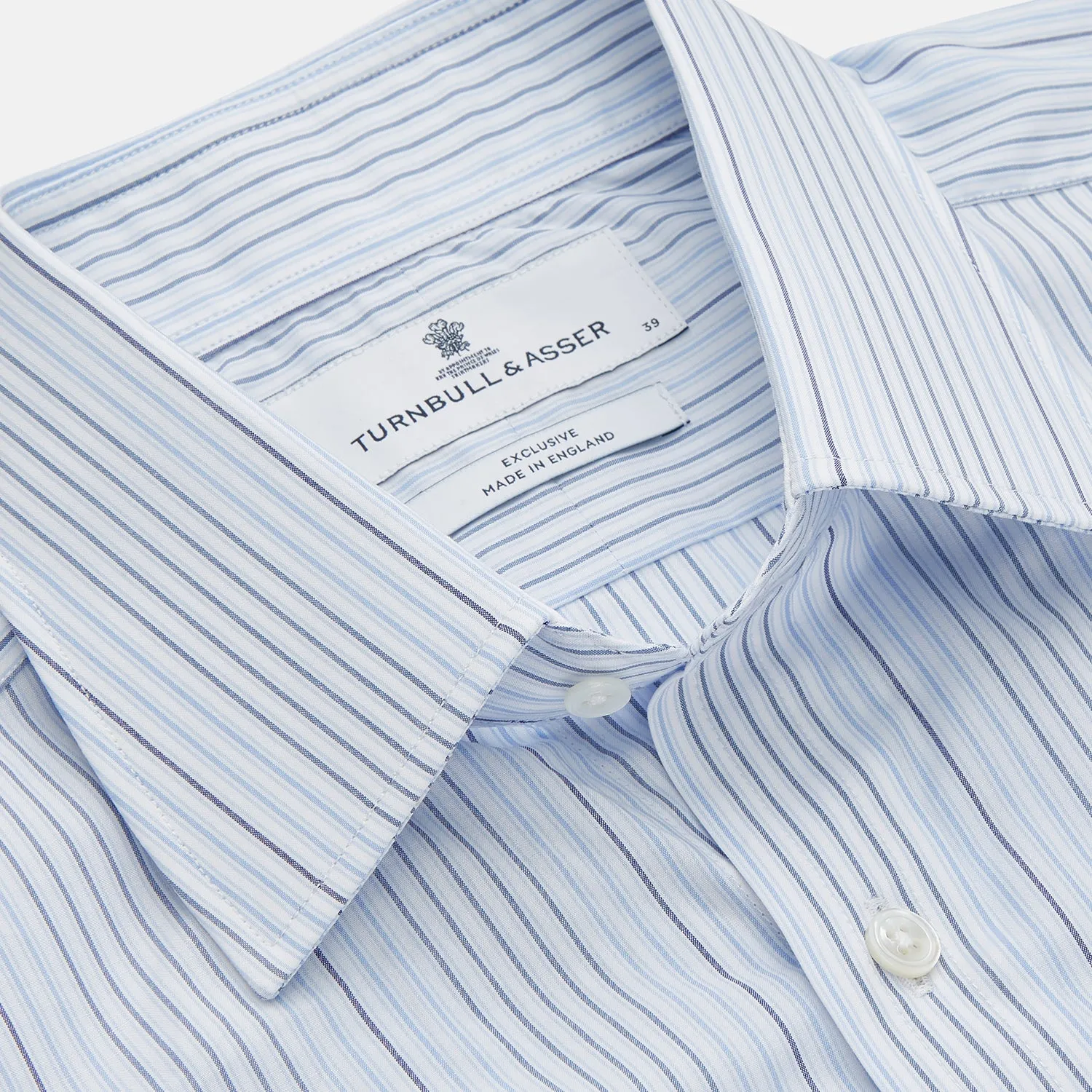 Blue And White Stripe Twill Cotton Regular Fit Shirt with T&A Collar And Double Cuffs sold by Turnbull & Asser product image thumbnail 2
