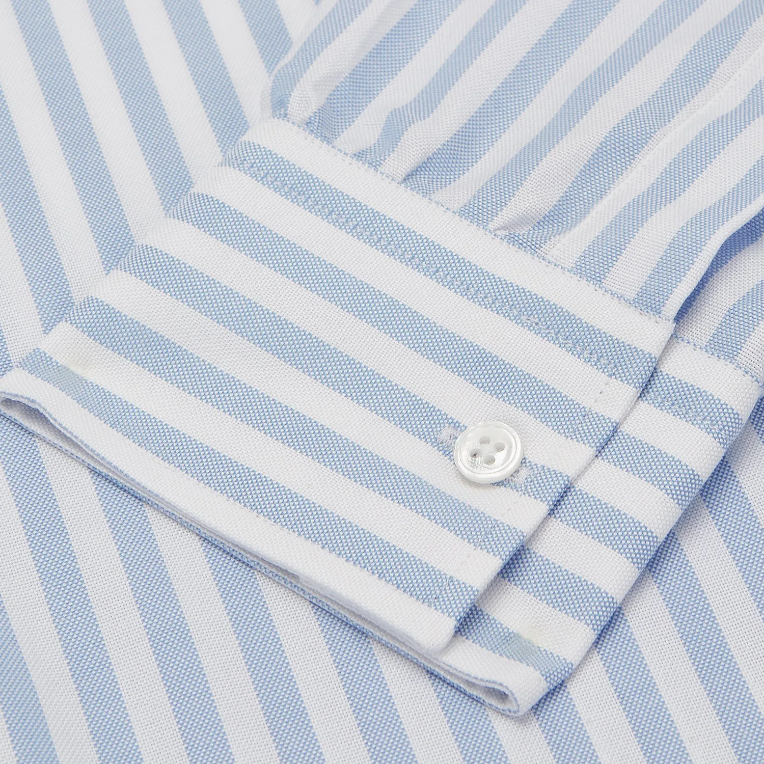 Blue and White Bengal Stripe Oxford Weekend Fit Shirt with Dorset Collar and 1-Button Cuffs sold by Turnbull & Asser product image thumbnail 3