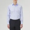 Light Blue Herringbone Sea Island Quality Cotton Shirt with T&A Collar and Double Cuffs sold by Turnbull & Asser