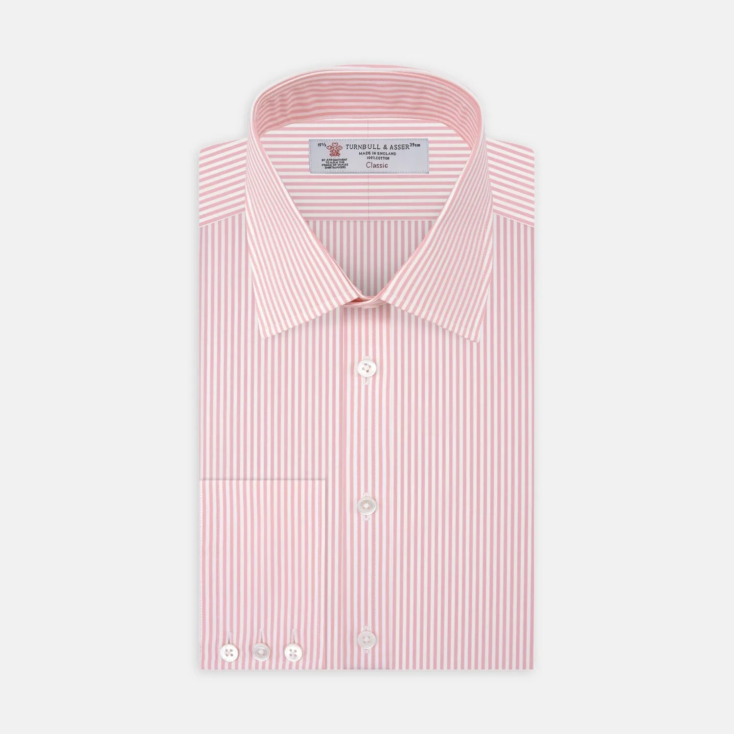 Pink Bengal Stripe Shirt with T&A Collar and 3-Button Cuffs sold by Turnbull & Asser